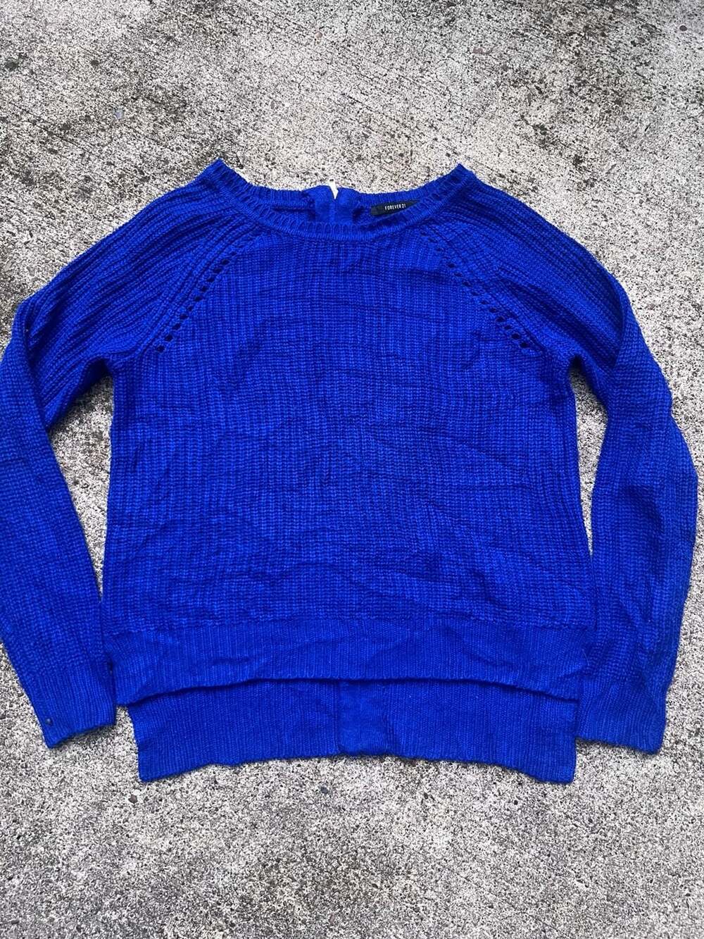 Forever 21 Knit Sweater Royal Blue Long Sleeve